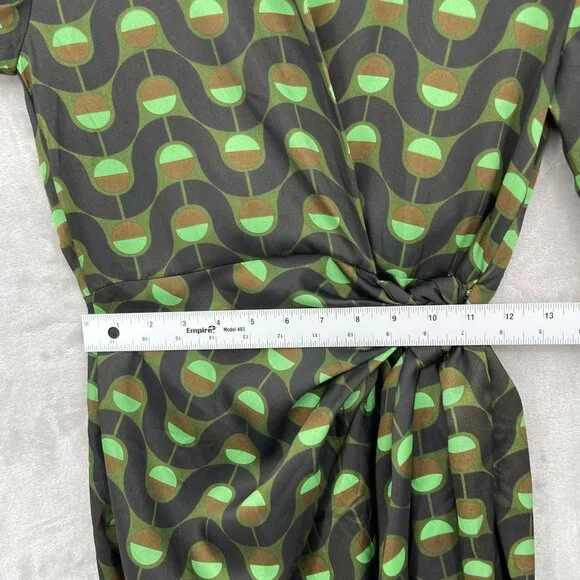 Zara Retro Printed Twill Wrap Shirt Midi Dress Disco Long Sleeve - Picture 14 of 15